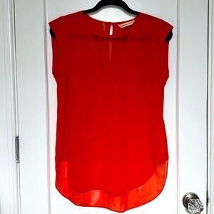Rebecca Taylor Poppy Bright Red Orange Top